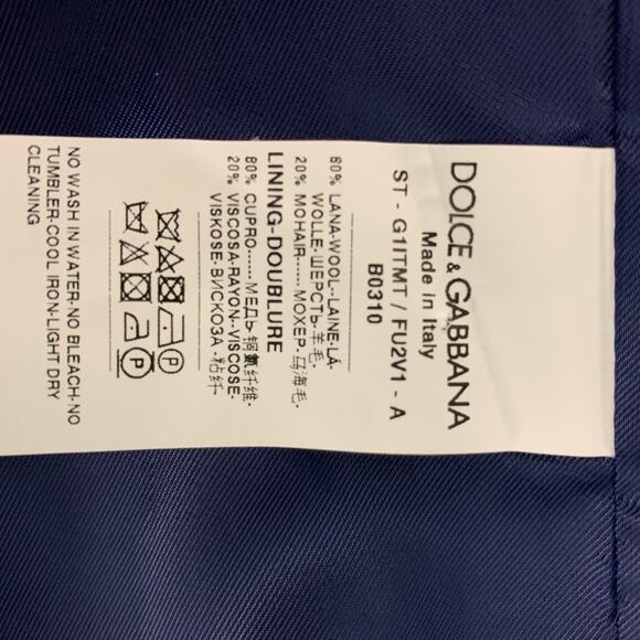 DOLCE & GABBANA Size 46 Blue Solid Wool & Mohair Buttoned Vest - Picture 5 of 5